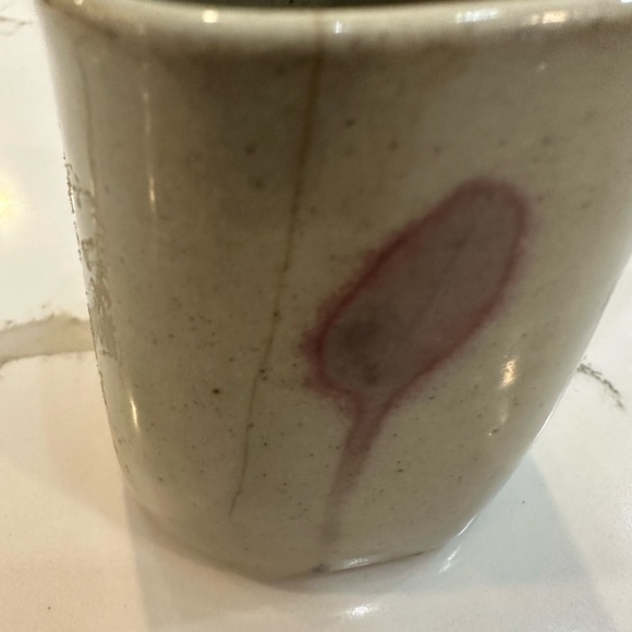 🎄Handmade  pottery, signed, fall colours abstract floral, small cups vase x 2 - Picture 5 of 6